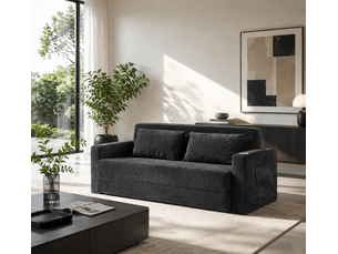 Canapé-lit 2 places pliable 153x77x65 cm avec ports usb, noir et gris, sans matelas
