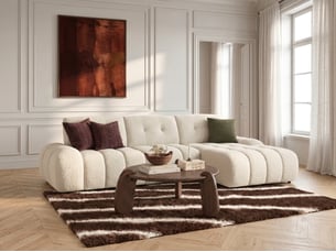 Canapé d'angle droit fixe <strong>BOBOCHIC</strong> <strong>APOLLON</strong> 3 places Tissu Blanc