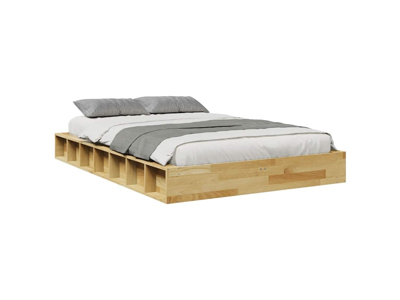  Lit double- lit adulte -  cadre de lit sans matelas 120x200 cm bois massif de chêne  - Conforama D