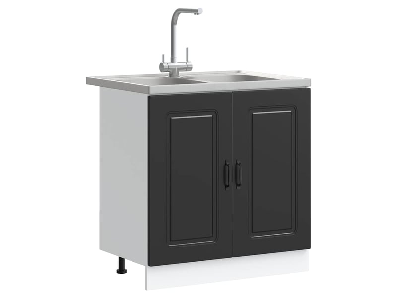  Meuble de rangement, armoire de cuisine kalmar noir 80x46x81,5cm  - Conforama C