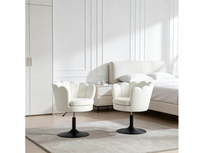  Chaise pivotante réglable en hauteur, en velours beige avec base en métal  - Conforama D