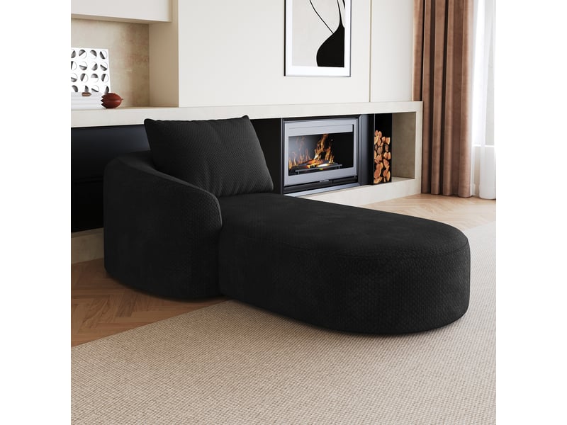Canapé convertible noir angle gauche 168 cm, méridienne lit compact - Conforama D