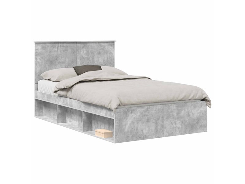 Lit double- lit adulte - cadre de lit béton 120 x 190 cm bois de pin massif - Conforama A