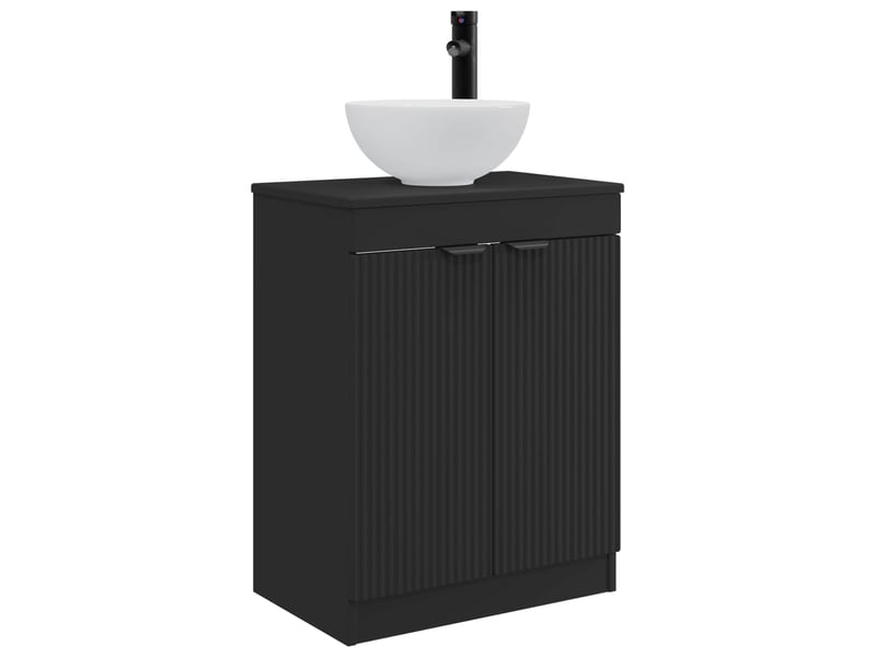 Meuble salle de bain avec évier, meuble de rangement noir 54x35x83 cm shl1065 - Conforama A