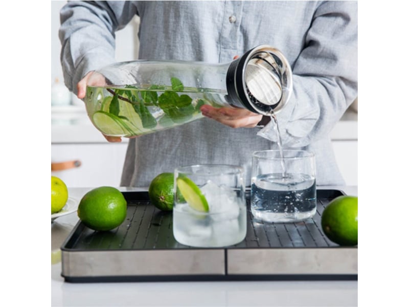  Carafe à eau, 1.2 l, hauteur 29 cm, carafe en verre, couvercle en silicone  - Conforama E