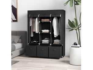 Armoire pliante 125x43x162,5 cm avec 3 tiroirs métal noir