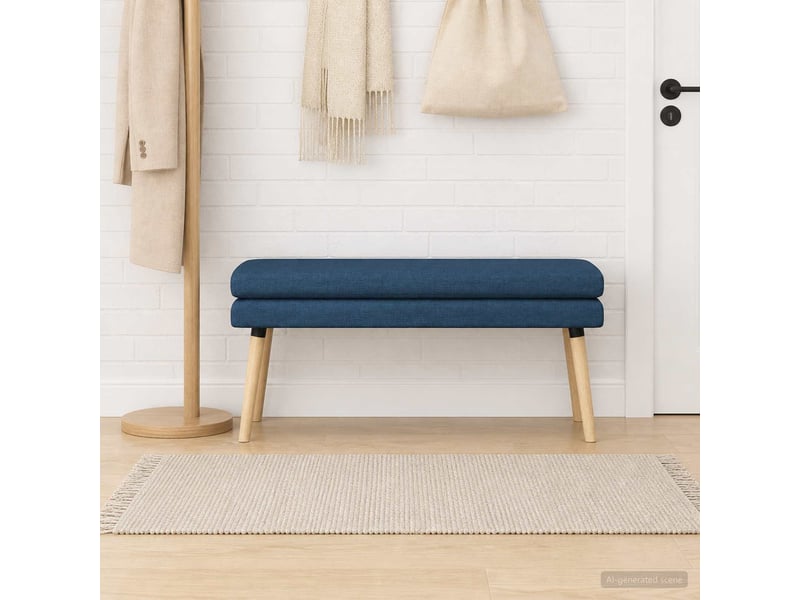  Banc d'entrée, banc à double couche bleu 110x40x47 cm tissu  - Conforama C
