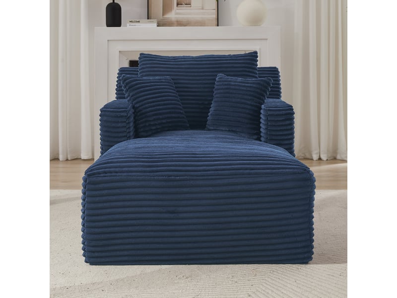  Méridienne bleu en velours côtelé canapé salon moderne confortable sans montage pour appartement  - Conforama B