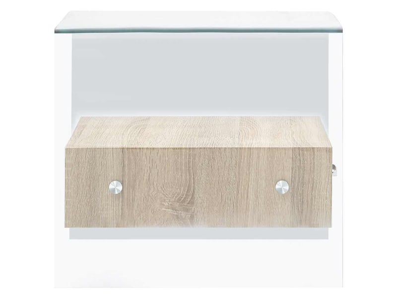  Table basse - table de salon - table à thé avec tiroir 50x50x45 cm verre trempé  - Conforama D