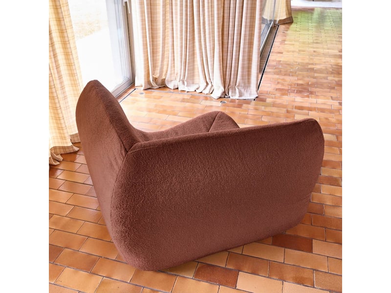 Chauffeuse d'angle bouclette texturée 1 place terracotta - sokol  - Conforama E
