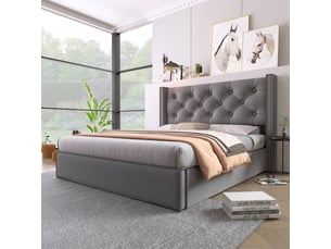 Lit coffre 140x200 cm <strong></strong>  <strong></strong> coloris gris