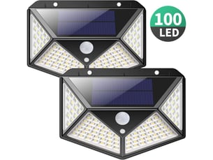 Lampe solaire extérieure 100 led 2200ma capteur de mouvement, projecteur sans fil, 3 modes, jardin cour