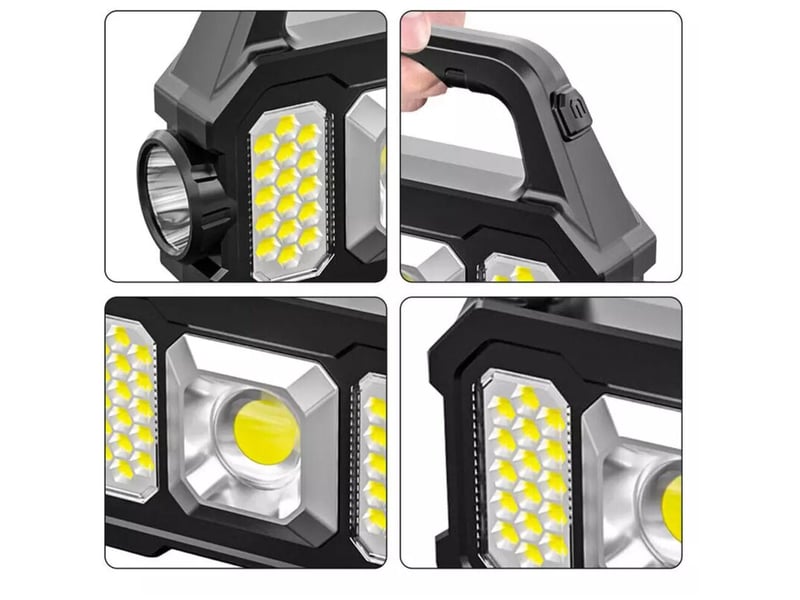 Affichage de la puissance puissance de sortie lampe de travail batterie au lithium intégrée charge usb et charge solaire smd cob led torche - Conforama C