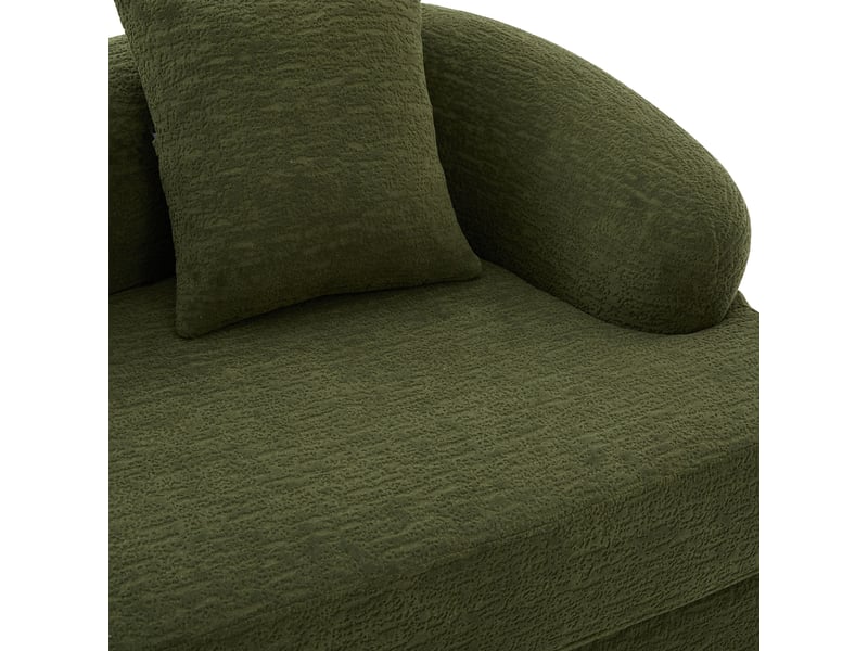 Canapé convertible 2 places chenille vert, canapé lit extensible salon moderne avec coussins confortables - Conforama W