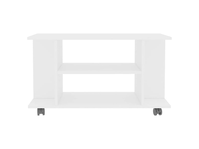  Meuble tv - banc tv - meuble de rangement avec roulettes blanc 80x40x45 cm bois d'ingénierie  - Conforama D