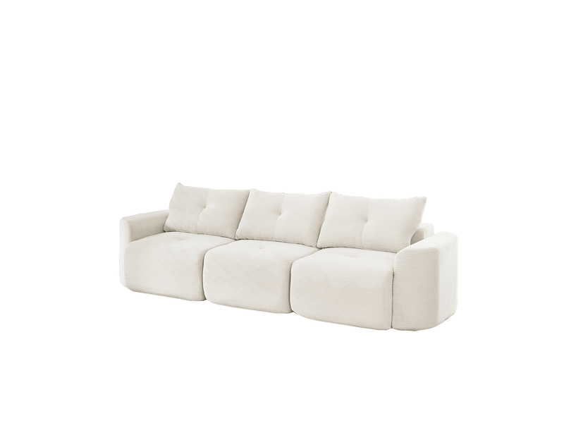  Canapé modulaire 3 places 279x100x84 cm – beige – configuration 2+1 en velours côtelé, style wabi-sabi  - Conforama A
