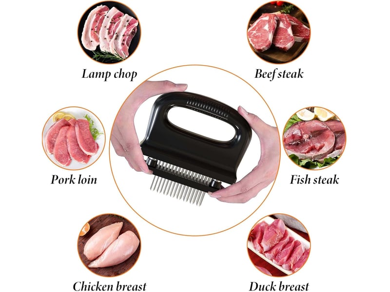  Attendrisseur de viande inox professionnel, 48lames détachables attendrisseur à escalope avec manche antidérapant, attendrisseur de bœuf très résistan  - Conforama C