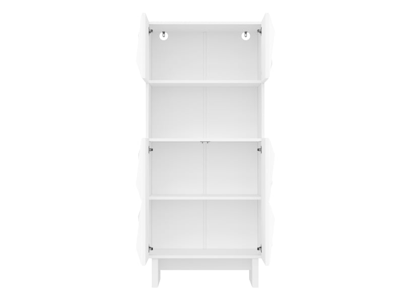  Vitrine haute 60,5 x 34 x 135,5 cm – blanche – 4 portes relief, niche ouverte et étagère réglable  - Conforama E
