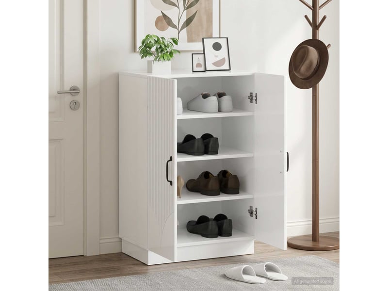  Meuble à chaussures, armoire à chaussures hoorn 59,5x39,5x87 cm blanc brillant  - Conforama B