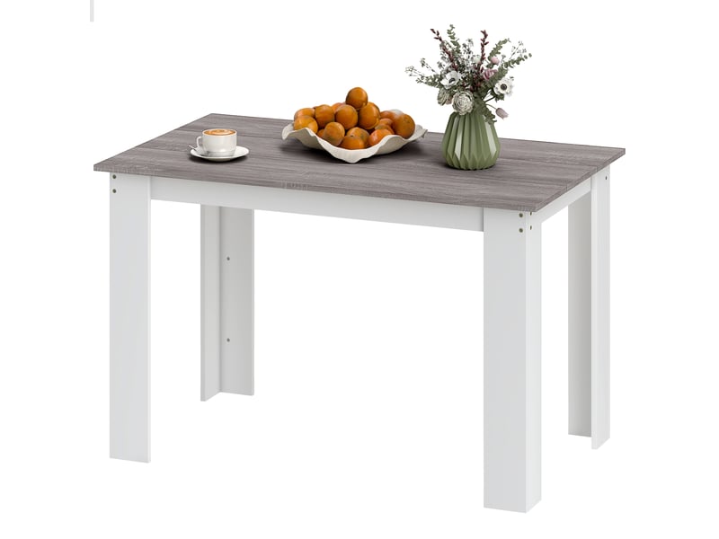  Table à manger table de cuisine moderne avec grand plateau 4-6 personnes en panneau de particules 120x69x75cm gris  - Conforama B