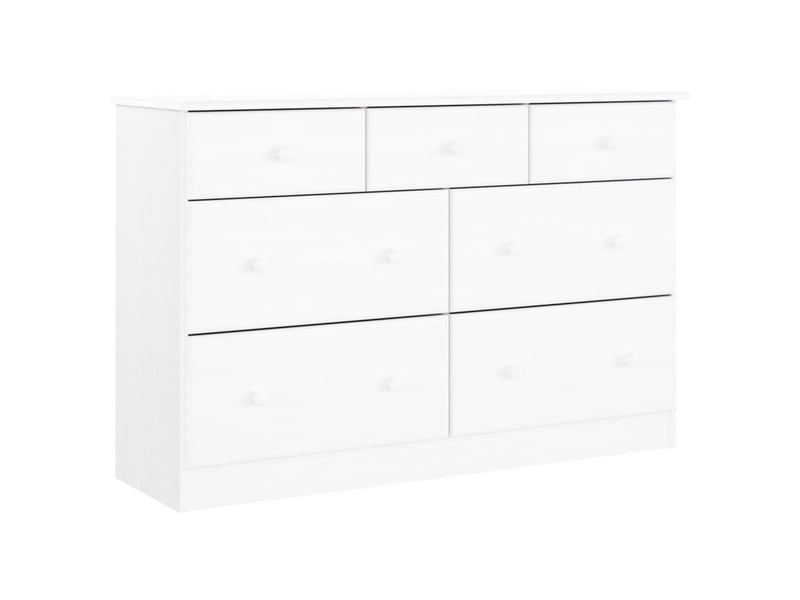  Commode chambre adulte, armoire à tiroirs alta blanc 112x35x73 cm bois massif de pin  - Conforama A