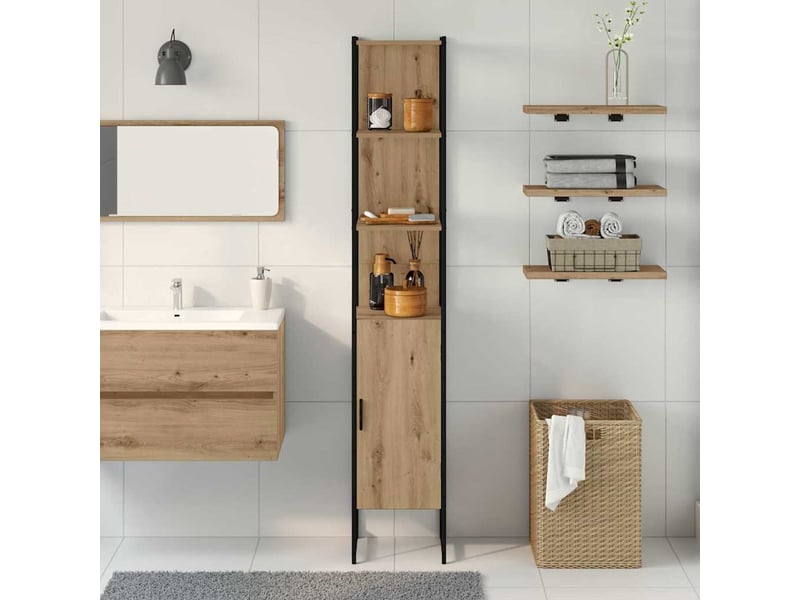  Armoire de salle de bain, cabinet de salle de bain chêne artisanal 33 x 33 x 185,5 cm cf65064  - Conforama D