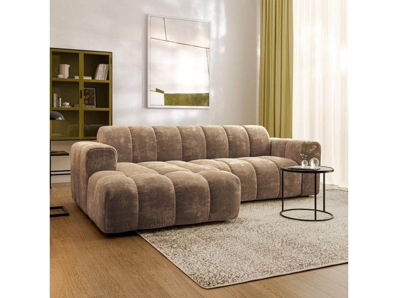 Canapé d'angle tisi, tissu chenille beige - Conforama B