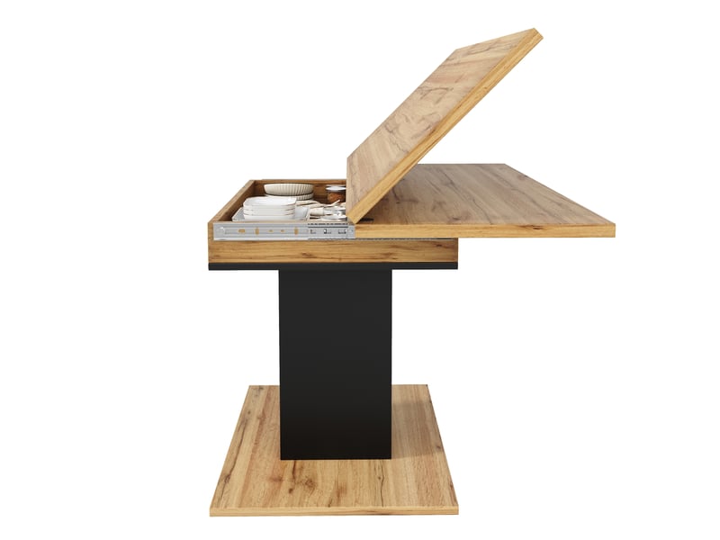 Table à manger carré extensible avec rangement 120x120 cm en mdf coloris naturel  - Conforama D