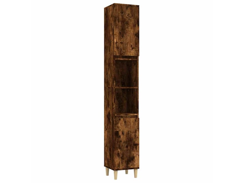  Amoire de salle de bain chêne fumé 30x30x190cm bois d'ingénierie shl820  - Conforama A