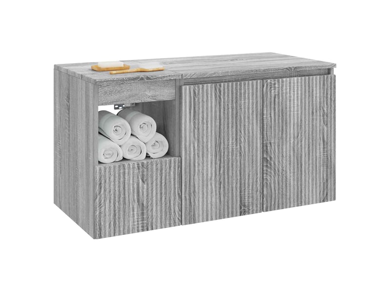 Ensemble de mobilier de salle de bain 2 pc sonoma gris cf64201 - Conforama C