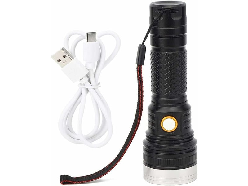  Lampe de poche led torch portable usb charging handheld flashlight bright waterof for emergency camping hiking  - Conforama A