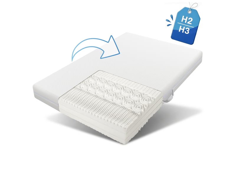  Matelas en mousse 180x200x20 cm - 7 zones ergonomiques, réversible h2h3, housse lavable à 60°c - blanc  - Conforama A