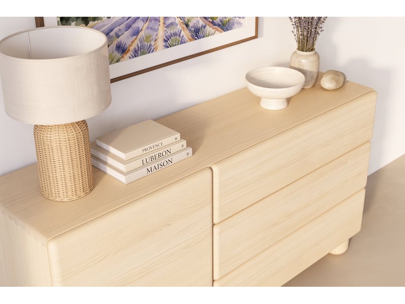  Calanque mini - buffet 130 cm mélaminé chêne clair  - Conforama E
