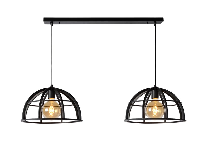 Suspension led dimmable 60 w 2xe27 métal noir - lucide - dikra  - Conforama A