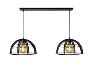 Suspension led dimmable 60 w 2xe27 métal noir - lucide - dikra