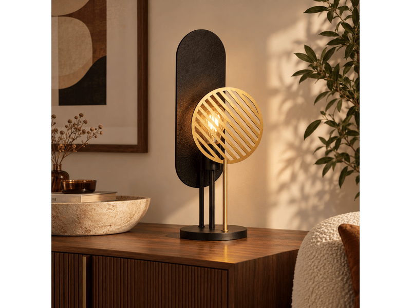  Lampe à poser en métal noir et doré h45 cm-totem Totem - Conforama B