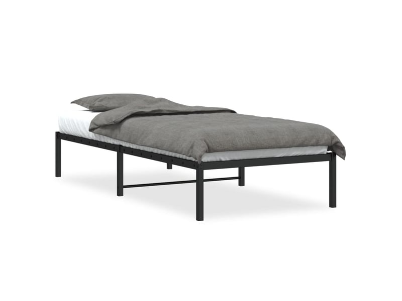  Lit simple- lit adulte -  cadre de lit métal sans matelas noir 90x200 cm  - Conforama A