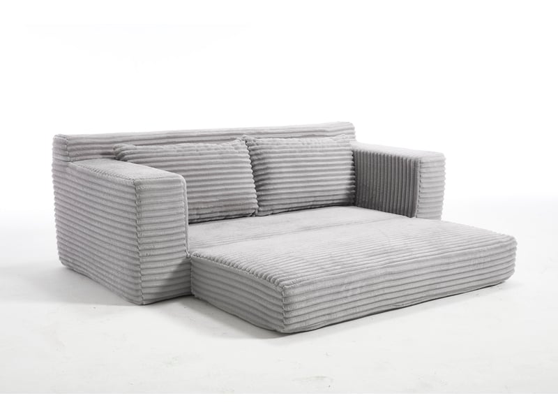  Canapé convertible 2 places 2 en 1 sans montage, mousse à mémoire de forme en velours côtelé gris clair  - Conforama A