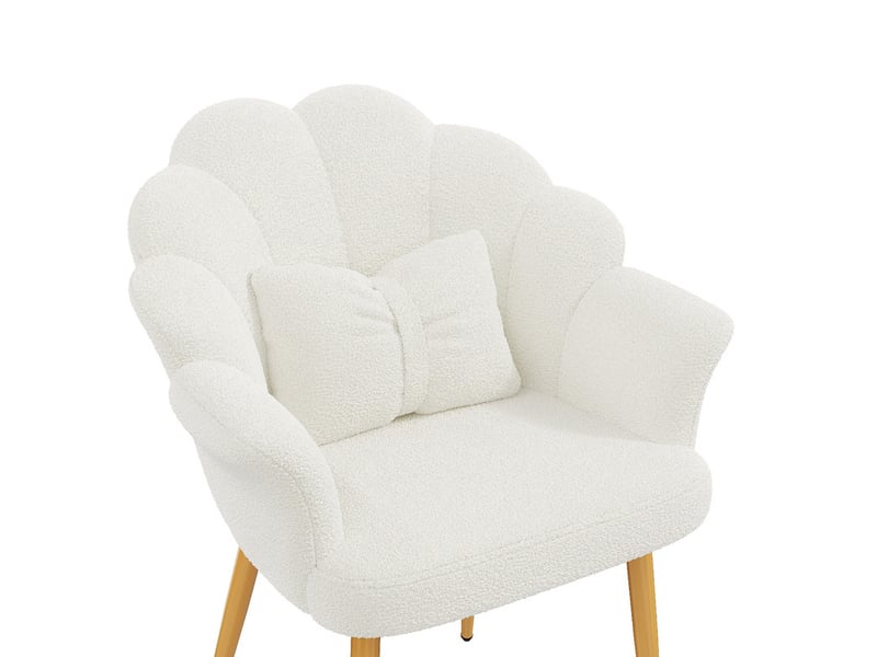  Lot de 4 fauteuils modernes – rembourrés – pieds en métal doré – dossier en forme d'arc – blanc  - Conforama W