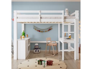 Lit mezzanine 90x200 cm <strong>MERAX</strong>  <strong>lit enfant blanc</strong> coloris blanc