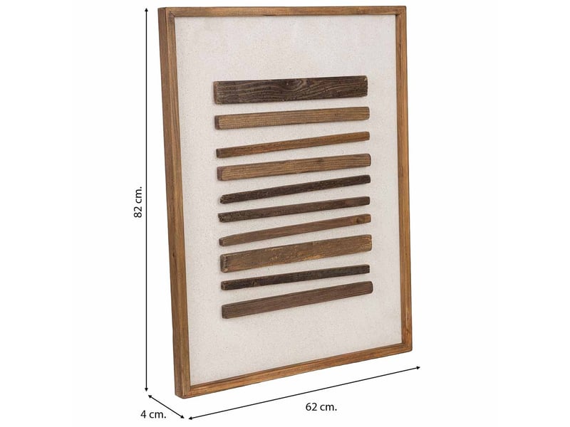 Tableau artisanal en bois recyclé relief beige et marron 62x4x82 cm h - Conforama C