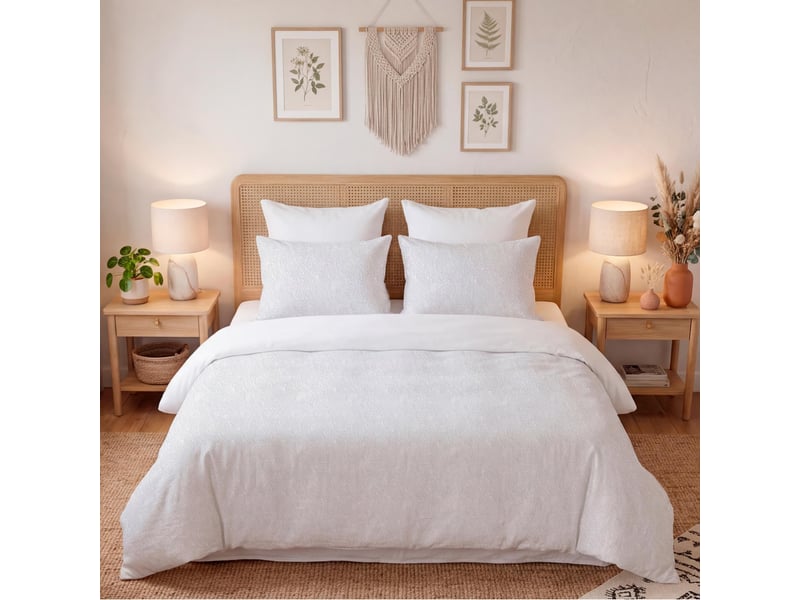  Parure housse de couette 3d microfibre 240x220 cm thalia blanc, par soleil d'ocre  - Conforama A