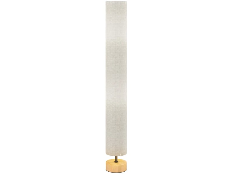  Lampe colonne de sol en bois de pin et lin gris 120 cm double douille e27 interrupteur au pied  - Conforama A