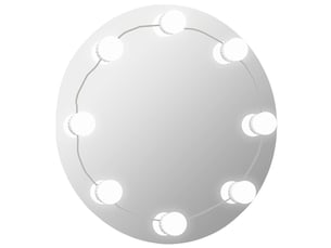 Miroir mural avec lampes led rond verre cf62813