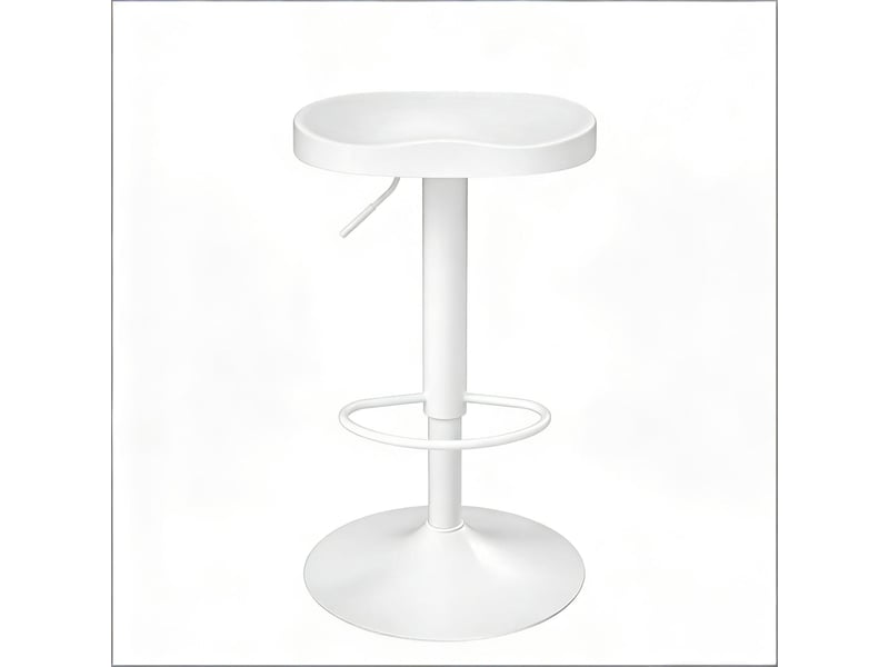 Tabouret de bar pivotant 41,5 x 31,5 x 60-81 cm - hauteur réglable - assise massif de pin - hauteur réglable - pied métal - blanc - Conforama A