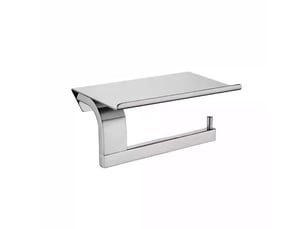 Porte-papier toilette chrome avec étagère monté au mur, acier inoxydable 304 poli chrome