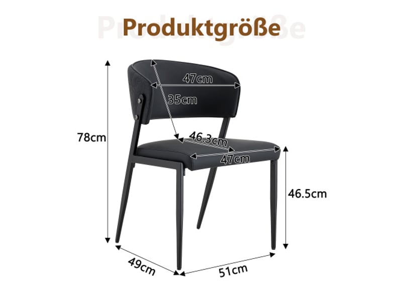  Ensemble de 2 chaises modernes rembourrées - cadre métallique, dossier ergonomique, assise simili-cuir  - Conforama C
