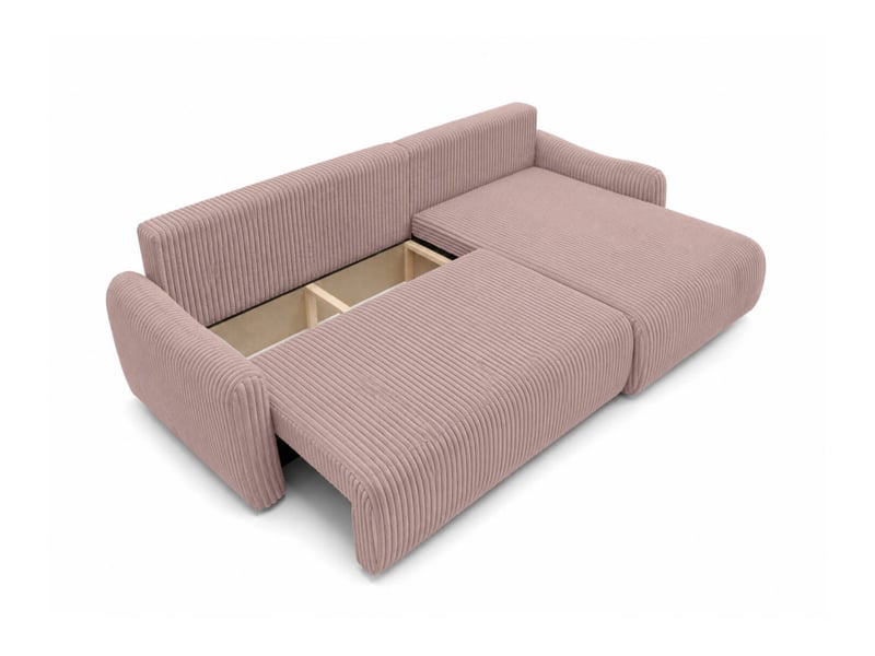  Apoline - canapé d'angle réversible convertible 4 places avec coffre en velours côtelé  - Conforama D