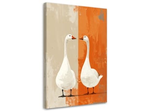 Tableau moderne, deux oies blanches 60x90