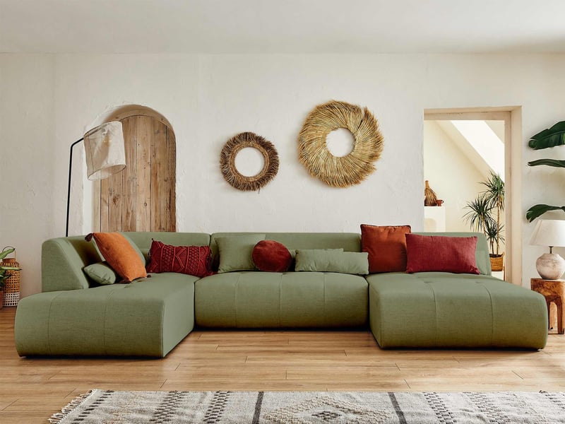  Onyx - canapé panoramique d'angle gauche 7 places - en tissu - lisa design - vert sauge ONYX - Conforama E